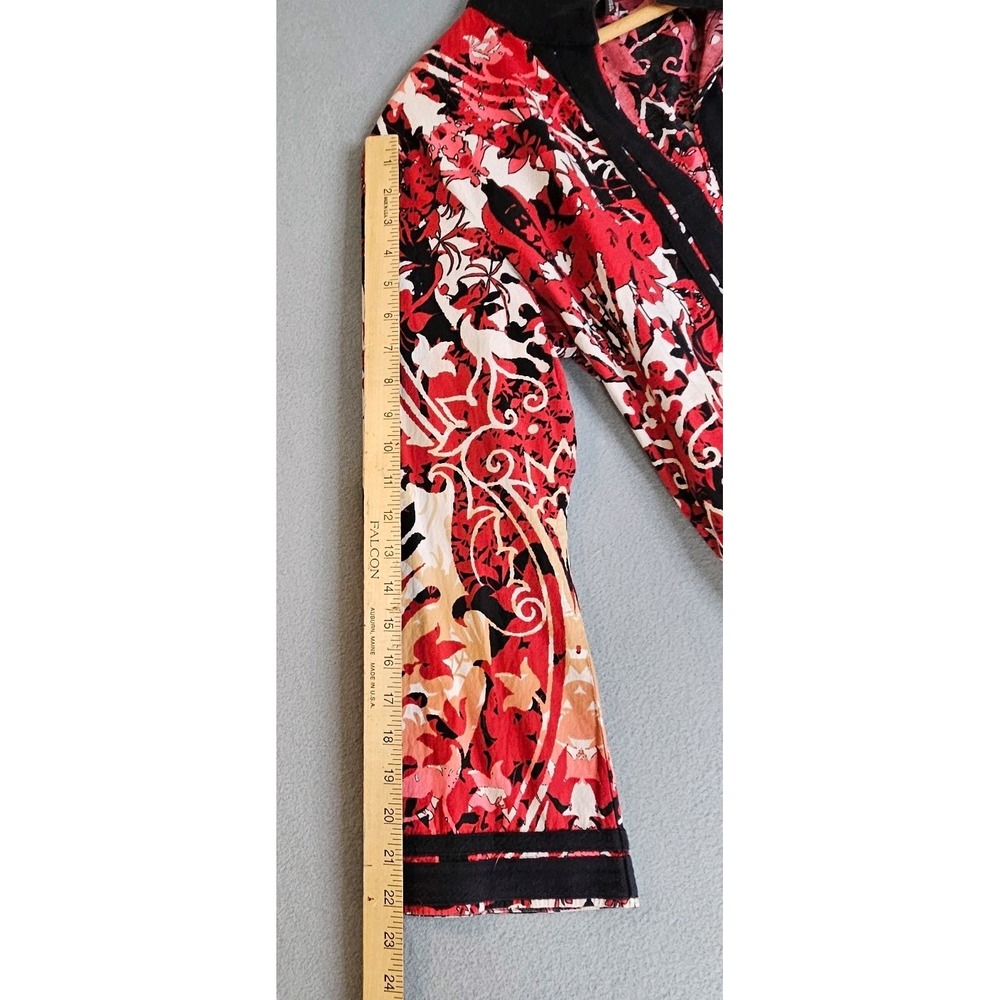 Red Floral Stretch High Neck Boho Hippie Tunic Dana Buchman Womens Top Size M - Picture 10 of 10